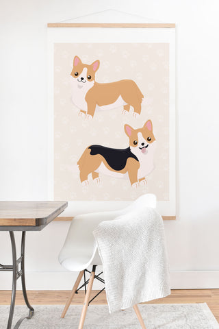 Avenie Dog Pattern Corgi Art Print And Hanger