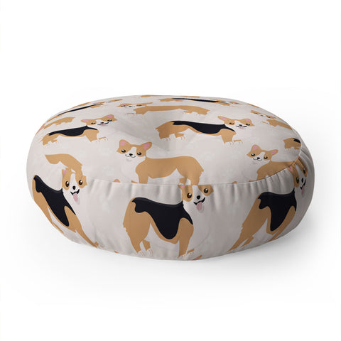Avenie Dog Pattern Corgi Floor Pillow Round