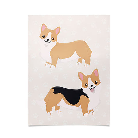 Avenie Dog Pattern Corgi Poster