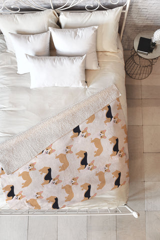 Avenie Dog Pattern Corgi Fleece Throw Blanket