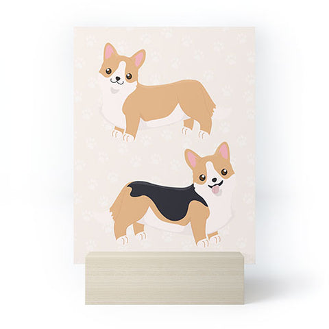 Avenie Dog Pattern Corgi Mini Art Print