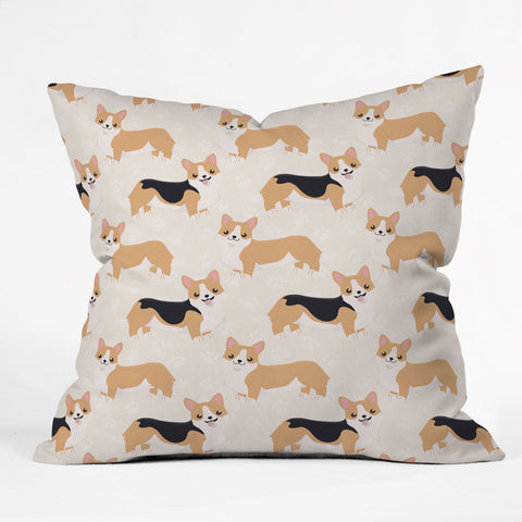 Avenie Dog Pattern Corgi Outdoor Throw Pillow