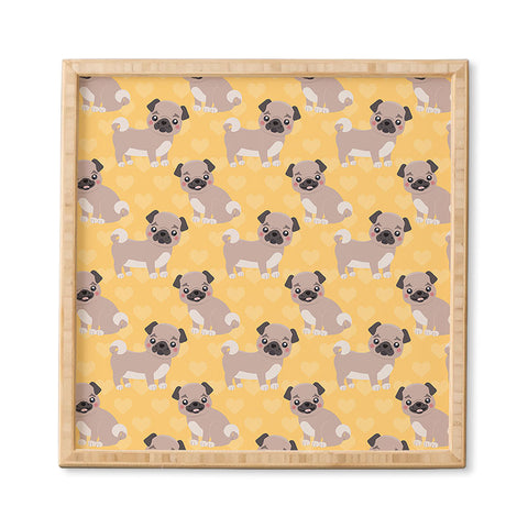 Avenie Dog Pattern Pugs Framed Wall Art
