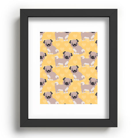 Avenie Dog Pattern Pugs Recessed Framing Rectangle