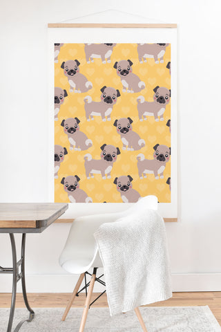 Avenie Dog Pattern Pugs Art Print And Hanger
