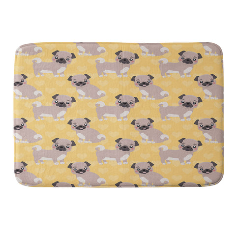 Avenie Dog Pattern Pugs Memory Foam Bath Mat