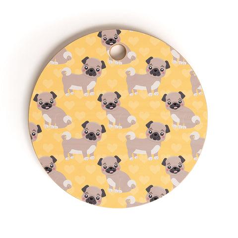Avenie Dog Pattern Pugs Cutting Board Round