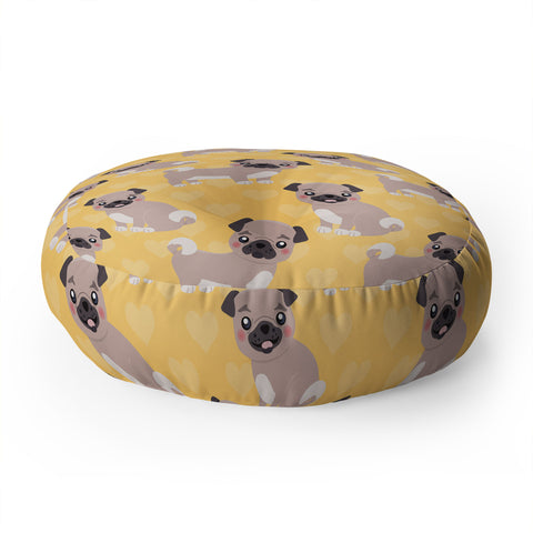 Avenie Dog Pattern Pugs Floor Pillow Round