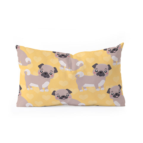 Avenie Dog Pattern Pugs Oblong Throw Pillow