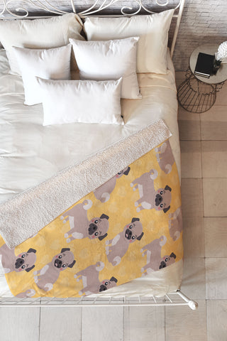 Avenie Dog Pattern Pugs Fleece Throw Blanket