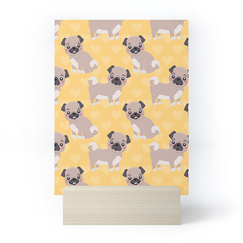Avenie Dog Pattern Pugs Mini Art Print