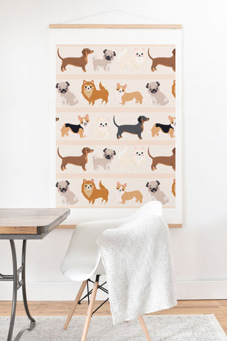 Avenie Dogs n a Row Pattern Art Print And Hanger