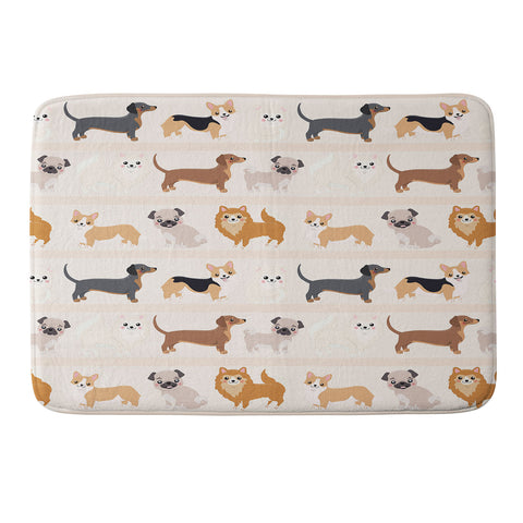 Avenie Dogs n a Row Pattern Memory Foam Bath Mat