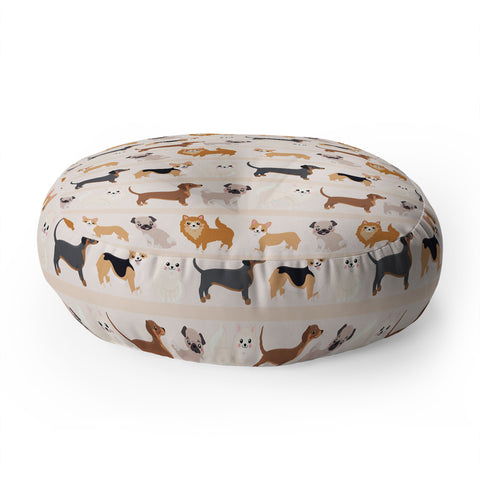 Avenie Dogs n a Row Pattern Floor Pillow Round