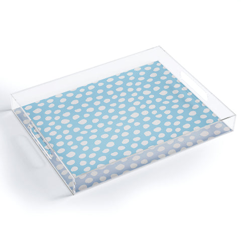 Avenie Dots Pattern Blue Acrylic Tray