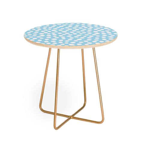 Avenie Dots Pattern Blue Round Side Table