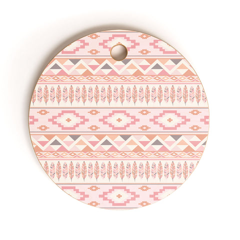 Avenie Feather Aztec Pink Cutting Board Round