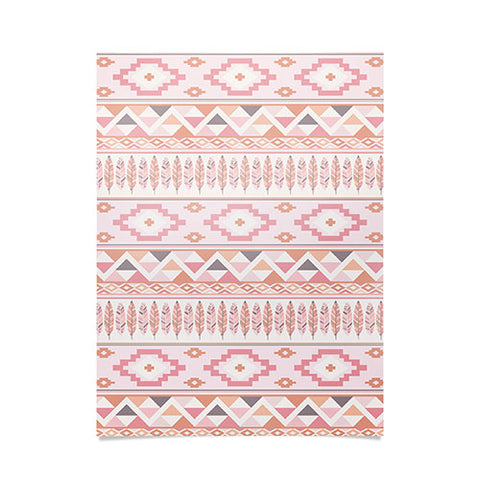Avenie Feather Aztec Pink Poster