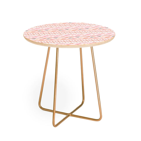 Avenie Feather Aztec Pink Round Side Table