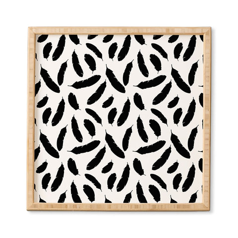 Avenie Feathers Black and White Framed Wall Art