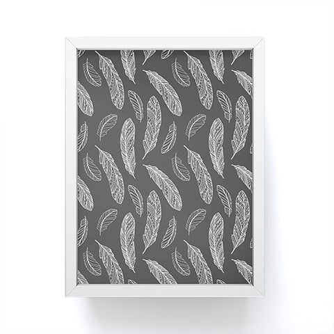 Avenie Floating Feathers Dark Gray Framed Mini Art Print