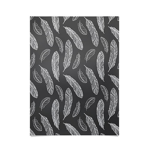 Avenie Floating Feathers Dark Gray Poster