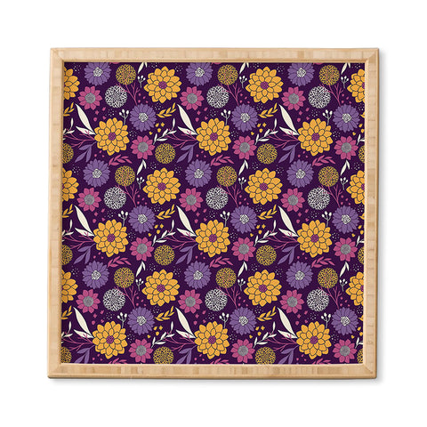 Avenie Floral Pattern Purple Framed Wall Art