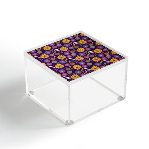 Avenie Floral Pattern Purple Acrylic Box