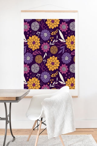 Avenie Floral Pattern Purple Art Print And Hanger