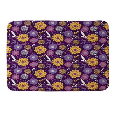 Avenie Floral Pattern Purple Memory Foam Bath Mat