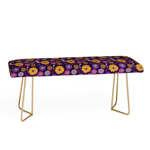 Avenie Floral Pattern Purple Bench