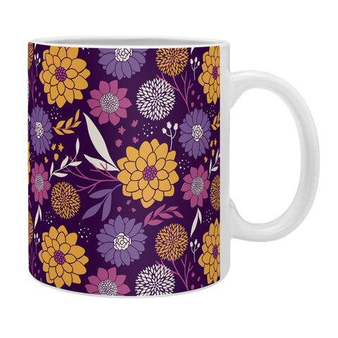 Avenie Floral Pattern Purple Coffee Mug