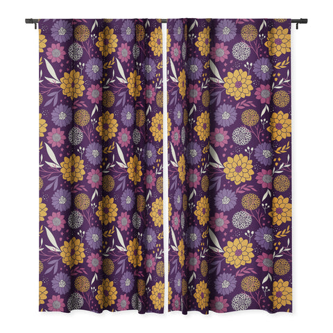 Avenie Floral Pattern Purple Blackout Window Curtain