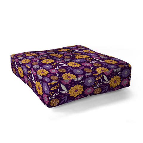 Avenie Floral Pattern Purple Floor Pillow Square