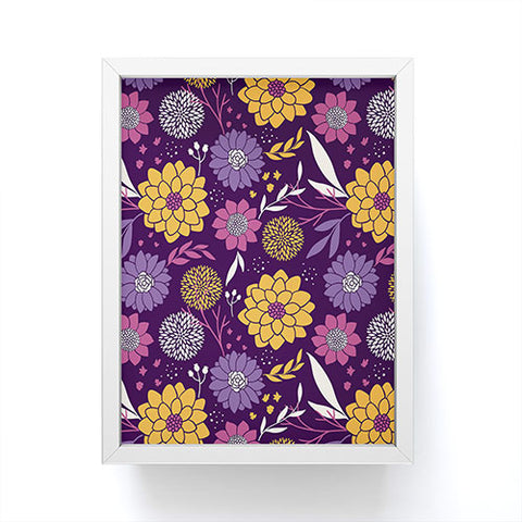 Avenie Floral Pattern Purple Framed Mini Art Print