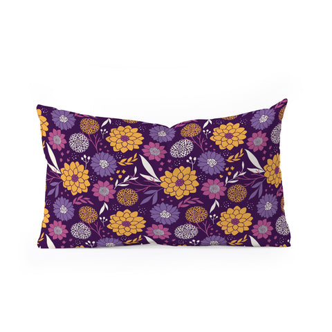 Avenie Floral Pattern Purple Oblong Throw Pillow