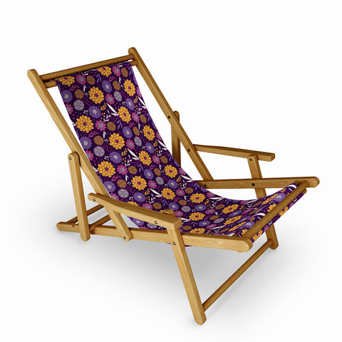Avenie Floral Pattern Purple Sling Chair