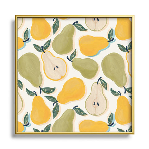 Avenie Fruit Salad Collection Pears I Square Metal Framed Art Print