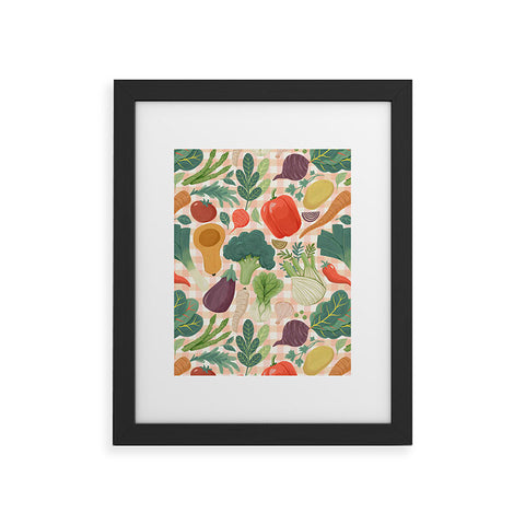 Avenie Fruit Salad Gingham Vegetables Framed Art Print