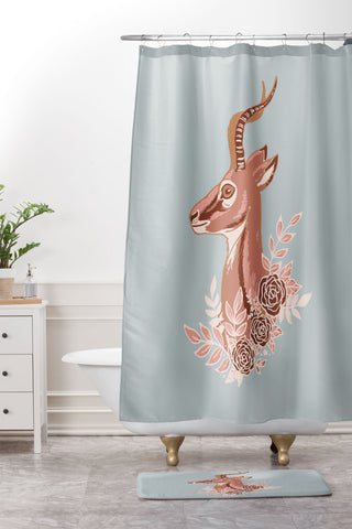 Avenie Gazelle Winter Collection Shower Curtain And Mat