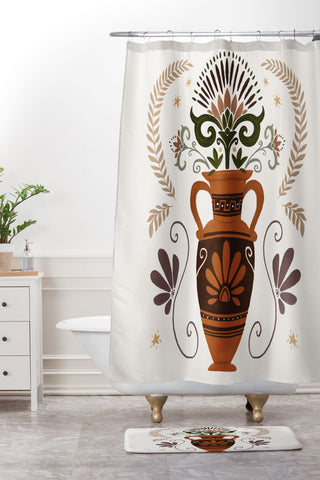 Avenie Greek Vase Shower Curtain And Mat