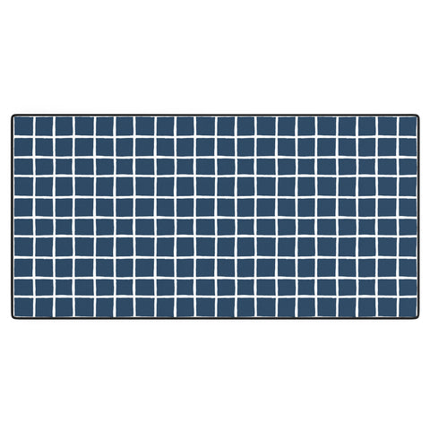 Avenie Grid Pattern Navy Desk Mat