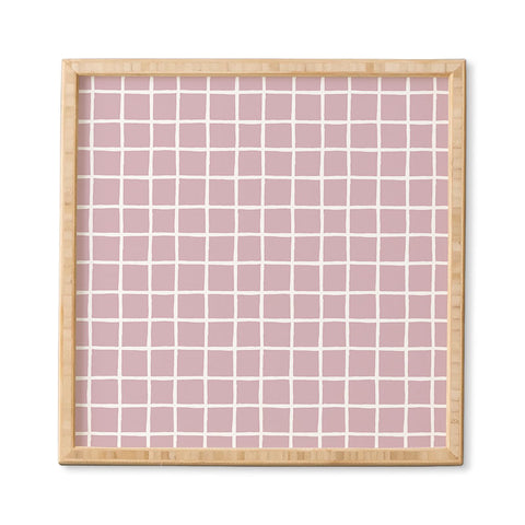 Avenie Grid Pattern Pink Flare Framed Wall Art