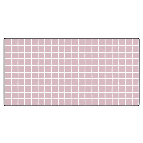 Avenie Grid Pattern Pink Flare Desk Mat