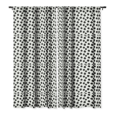 Avenie Ink Circles Black and White Blackout Window Curtain