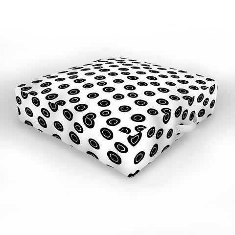Avenie Ink Circles Black and White Outdoor Floor Cushion