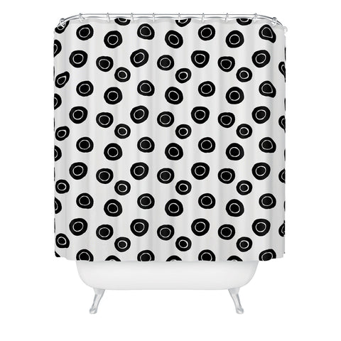 Avenie Ink Circles Black and White Shower Curtain