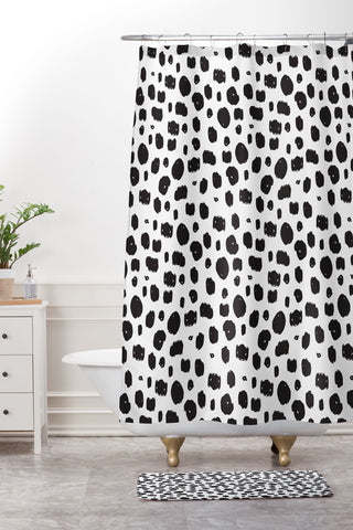 Avenie Ink Dots Shower Curtain And Mat
