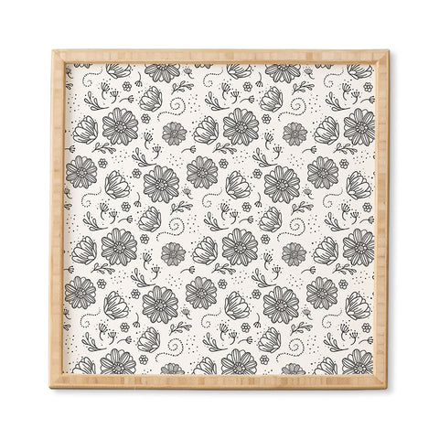 Avenie Ink Flowers Black And White Framed Wall Art