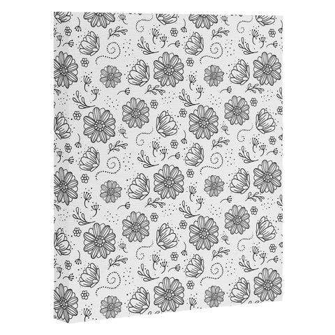 Avenie Ink Flowers Black And White Art Canvas